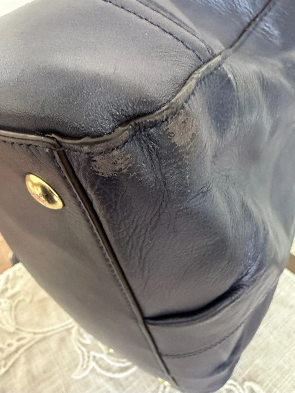 Coach Blue Leather Taylor North/South Tote Bag with Gold Tone Hardware